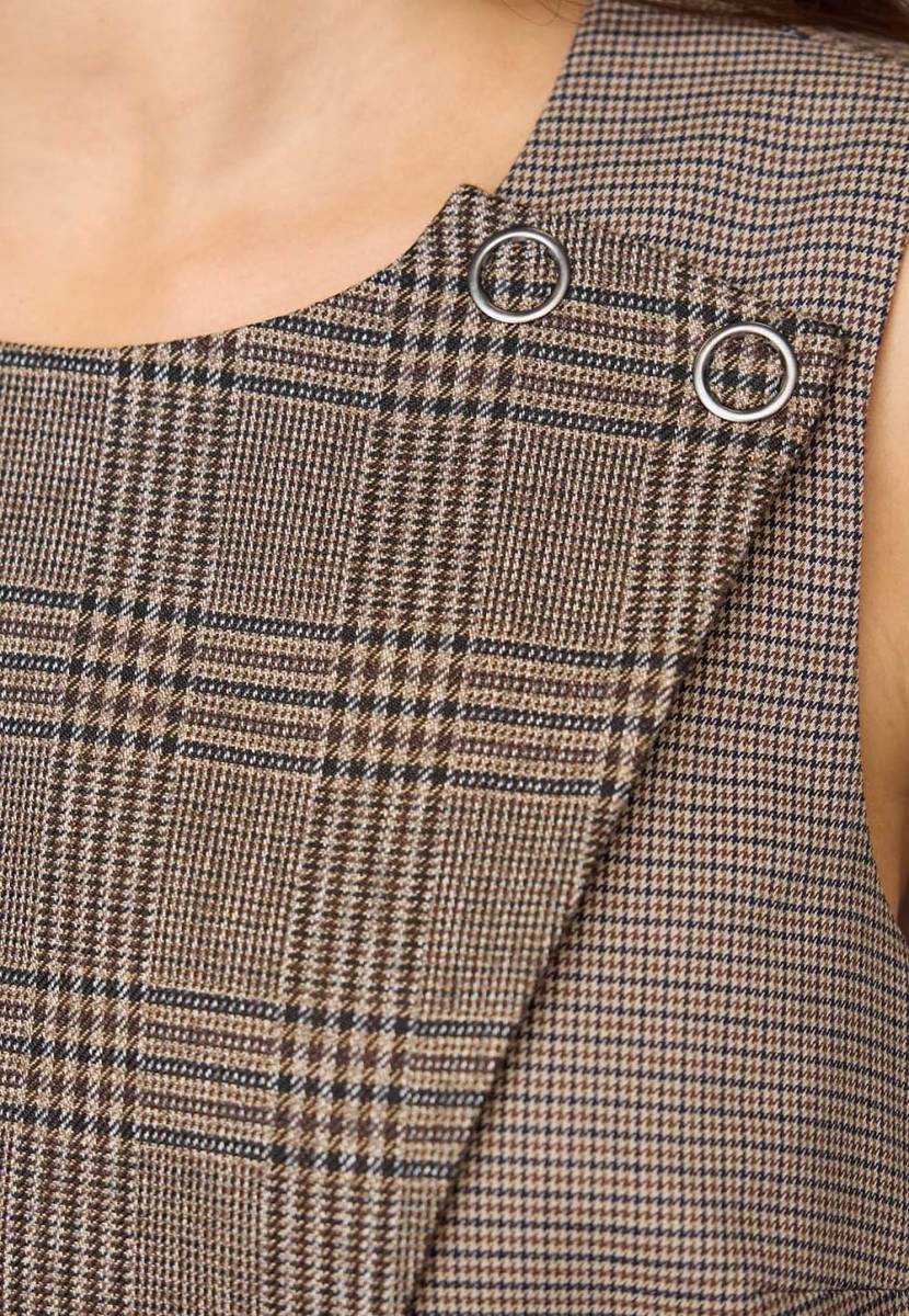 Veya check wrap vest brown Co'Couture - Afbeelding 4