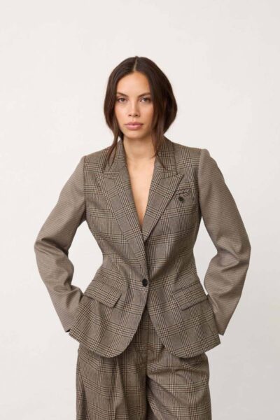 Veya check fitted blazer brown Co’Couture
