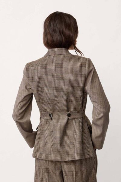 Veya check fitted blazer brown Co’Couture