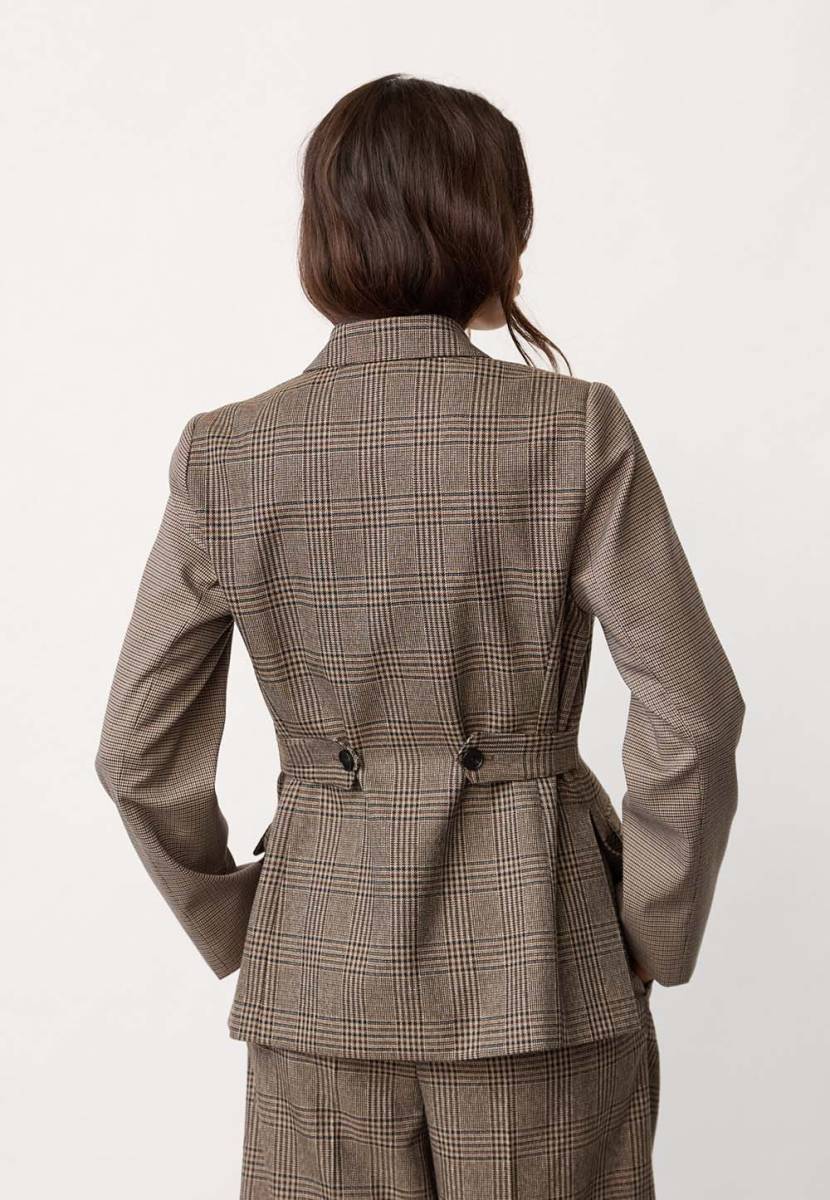 Veya check fitted blazer brown Co'Couture - Afbeelding 3