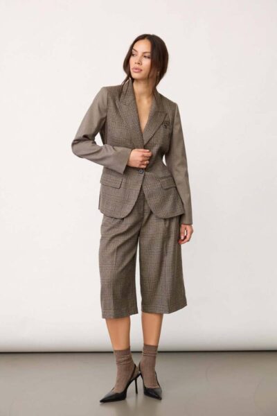 Veya check fitted blazer brown Co’Couture