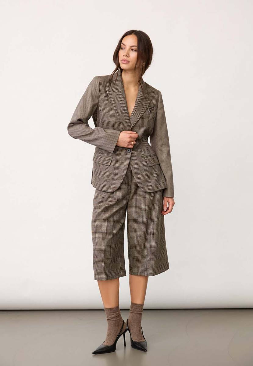 Veya check fitted blazer brown Co'Couture - Afbeelding 4