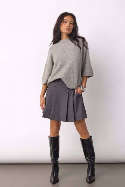 Luna pocket pleat mini skirt dark grey Co’Couture