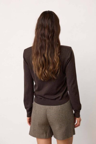 Cory padded polo knit dark brown Co’Couture