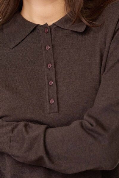 Cory padded polo knit dark brown Co’Couture
