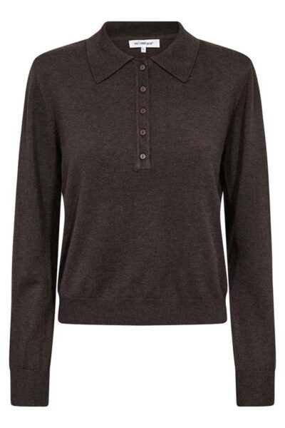 Cory padded polo knit dark brown Co’Couture