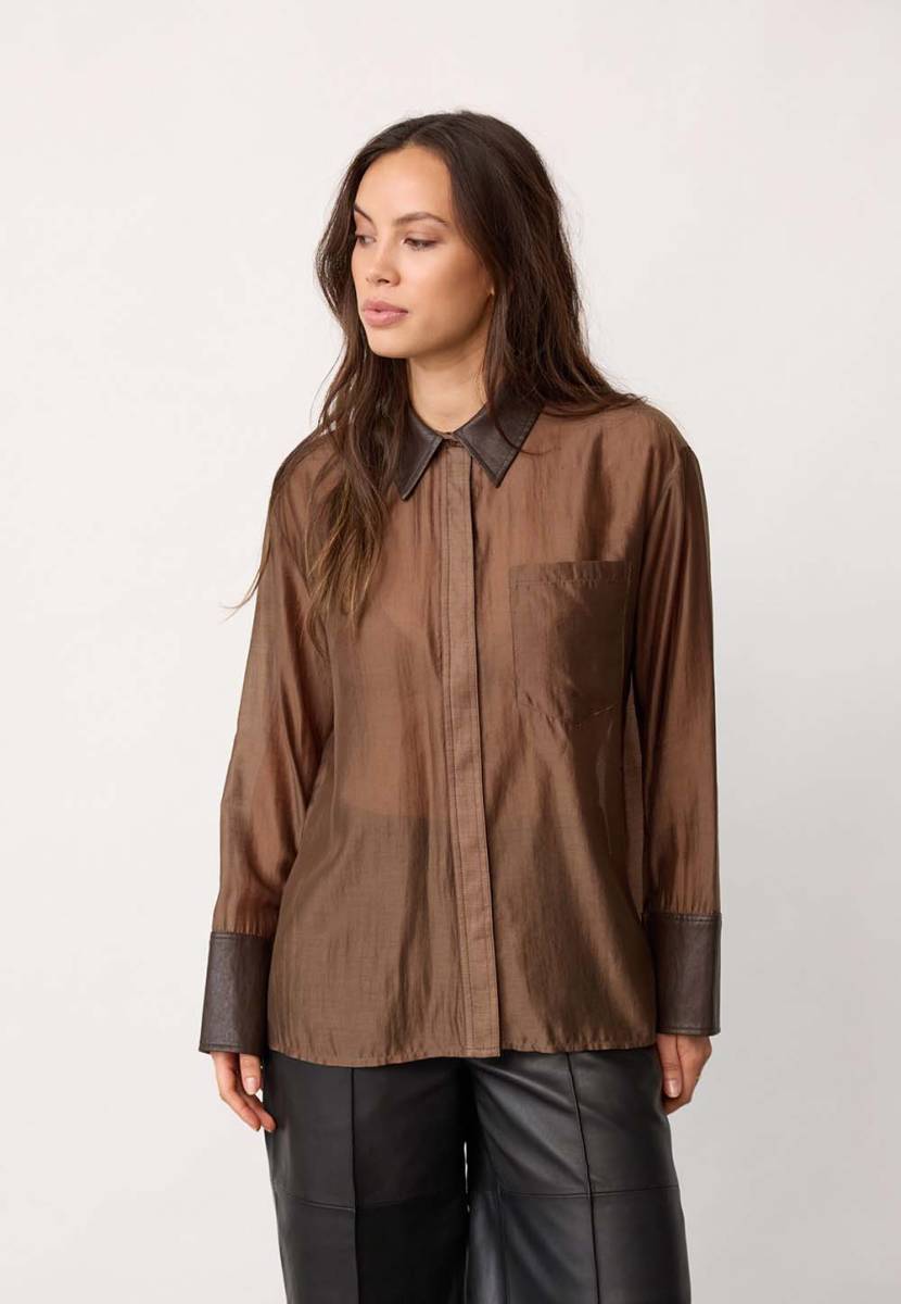 Kawa shirt dark brown Co'Couture - Afbeelding 3