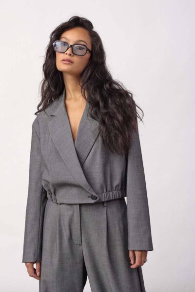 Jacky crop blazer mid grey Co’Couture