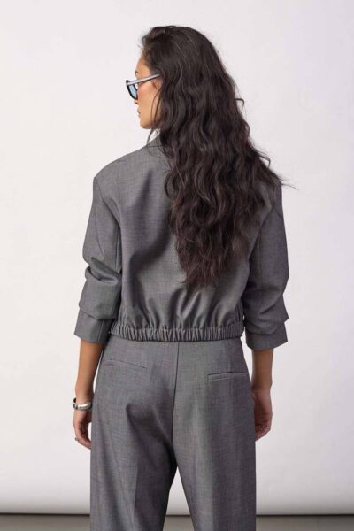 Jacky crop blazer mid grey Co’Couture