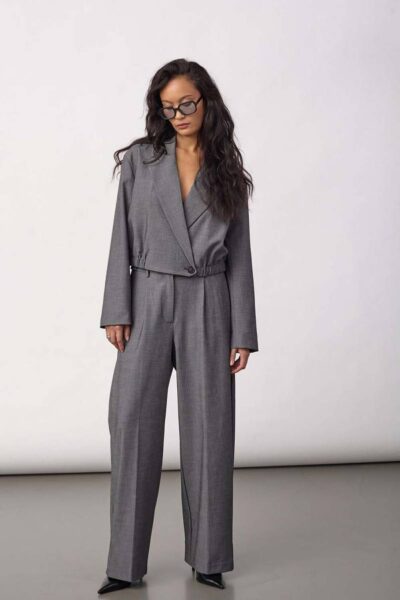 Jacky crop blazer mid grey Co’Couture