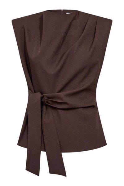 Luna pleat top dark brown Co’Couture