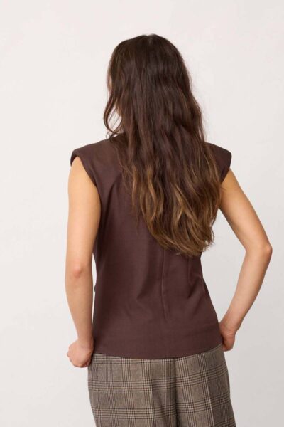 Luna pleat top dark brown Co’Couture