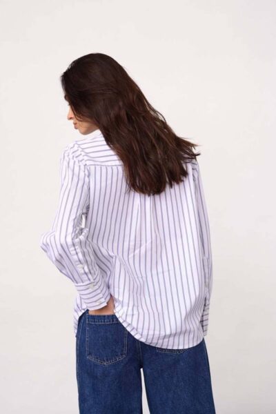 Somo stripe funnel neck shirt white Co’Couture