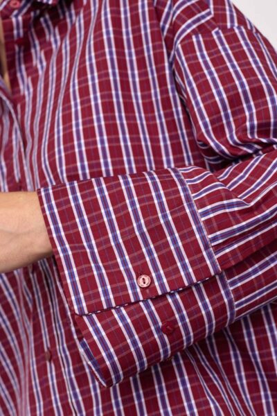 Renee check cuff shirt berry red Co’Couture