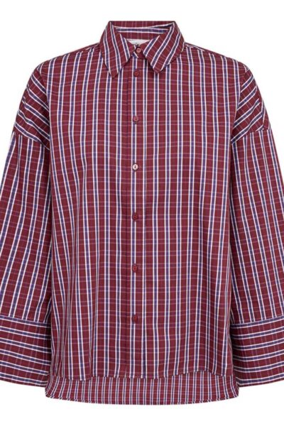 Renee check cuff shirt berry red Co’Couture