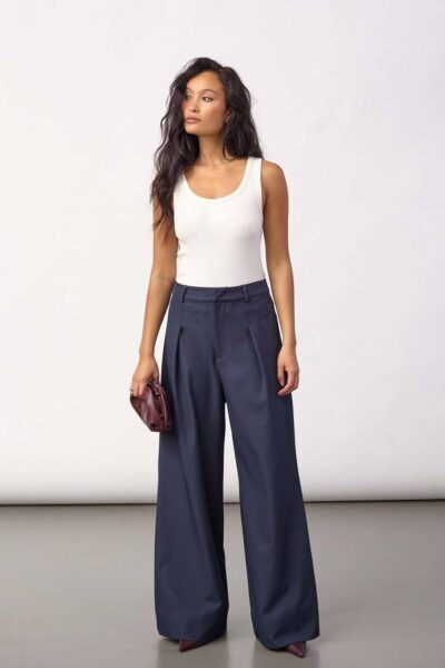 Luna pleat pant navy L34 Co’Couture
