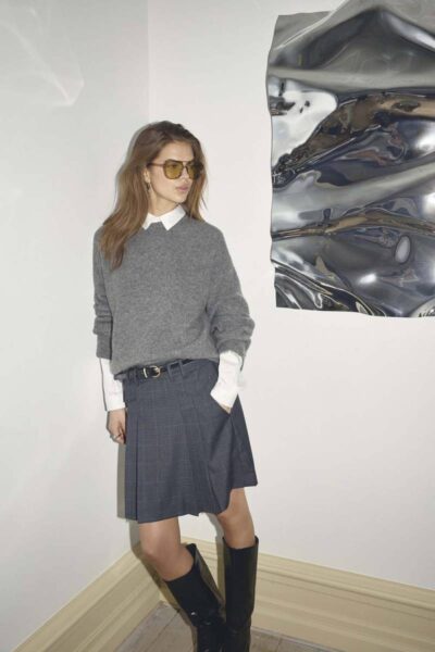 Elora pocket pleat mini skirt dark grey Co’Couture