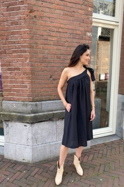 Callum asym midi dress black Co’Couture