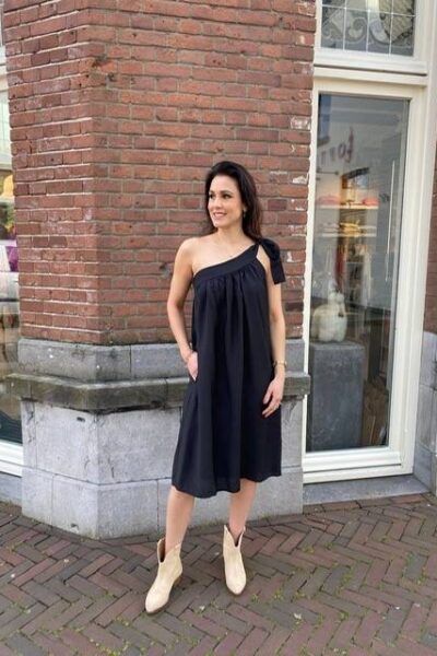 Callum asym midi dress black Co’Couture