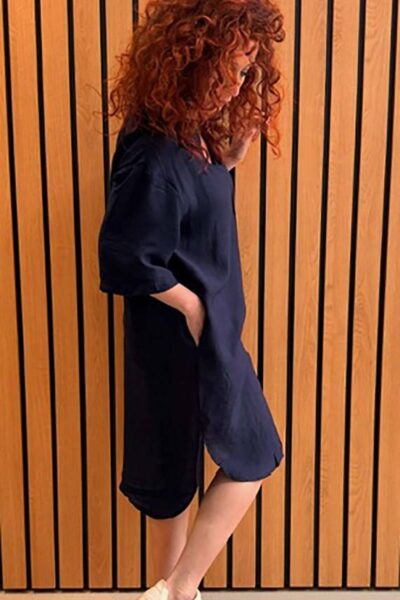 Caryn pleat tunic dress navy Co’Couture