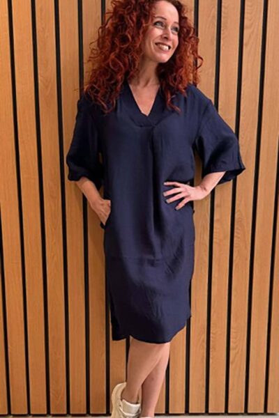 Caryn pleat tunic dress navy Co’Couture