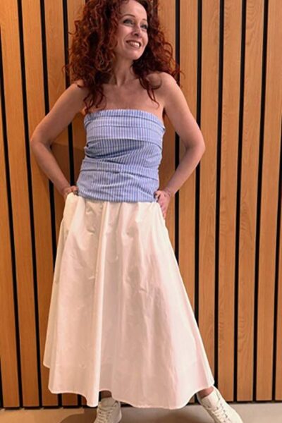 Tea stripe tube top blue Co’Couture