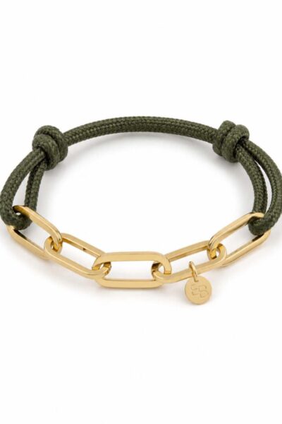 Armband touw gouden schakels army Ellen Beekmans