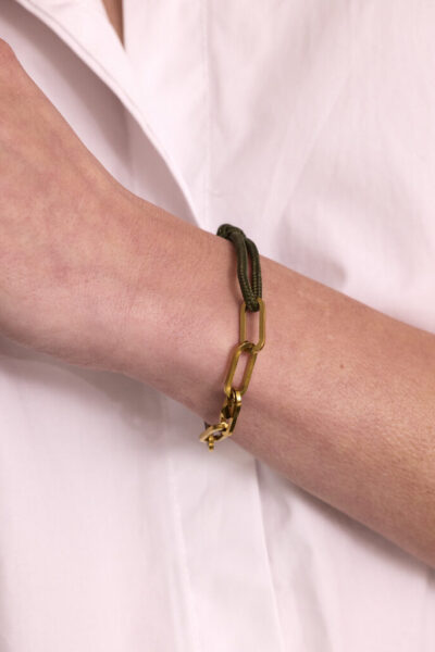Armband touw gouden schakels army Ellen Beekmans