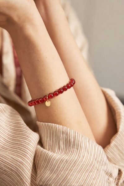 Armbandje gemstone balletjes orange Ellen Beekmans