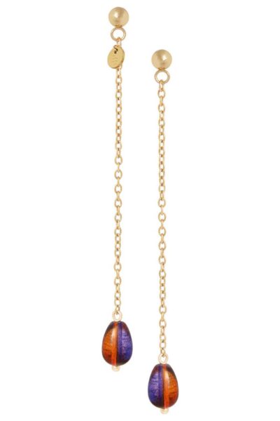 Lange facet drop oorbellen cobalt Ellen Beekmans