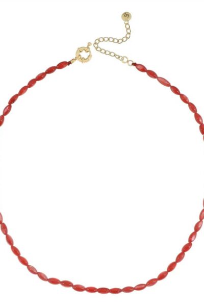 Schelpenketting rood Ellen Beekmans