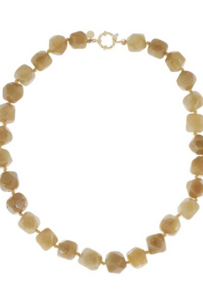 Organische gemstone ketting XL geel Ellen Beekmans