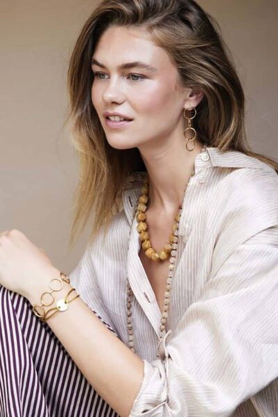 Organische gemstone ketting XL geel Ellen Beekmans