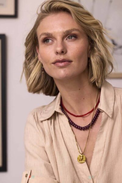 Gemstone ketting aubergine Ellen Beekmans