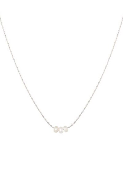 Fijne ketting met 3 pareltjes Ellen Beekmans