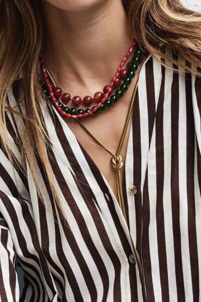 Lange gemstone ketting warm geel Ellen Beekmans