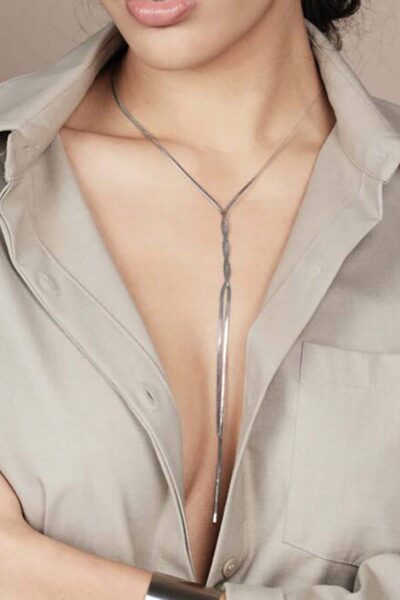 Lange zilveren snake ketting Ellen Beekmans