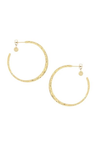 Platte gehamerde oorringen medium Ellen Beekmans