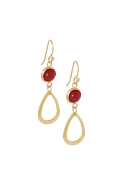 Gemstone oorbellen open pegel rood Ellen Beekmans