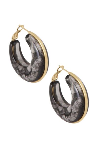 Oorringen smokey black/goud Ellen Beekmans