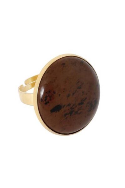 Ring grote gemstonelarge bruin mel. Ellen Beekmans