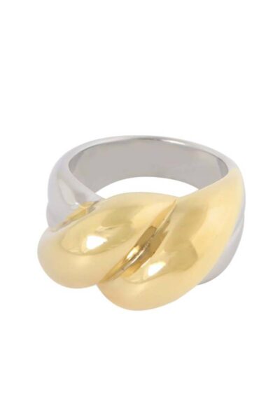 Brede gedraaide ring bicolor Ellen Beekmans