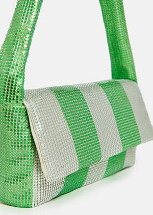 Findo striped bag C1 green lizard Essentiel