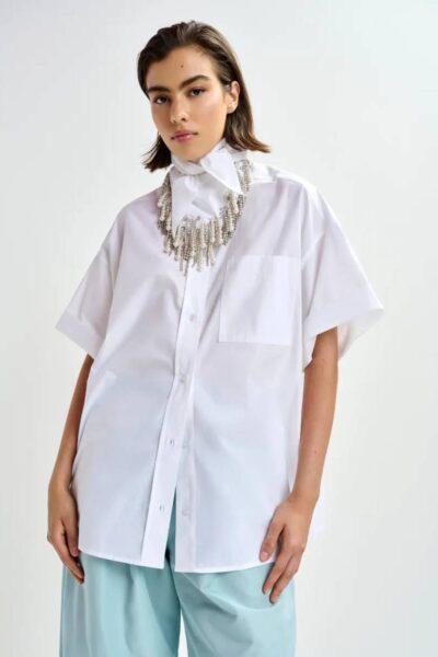 Jasleen boxy oversised shirt white Essentiel