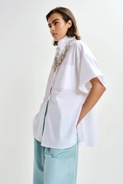 Jasleen boxy oversised shirt white Essentiel