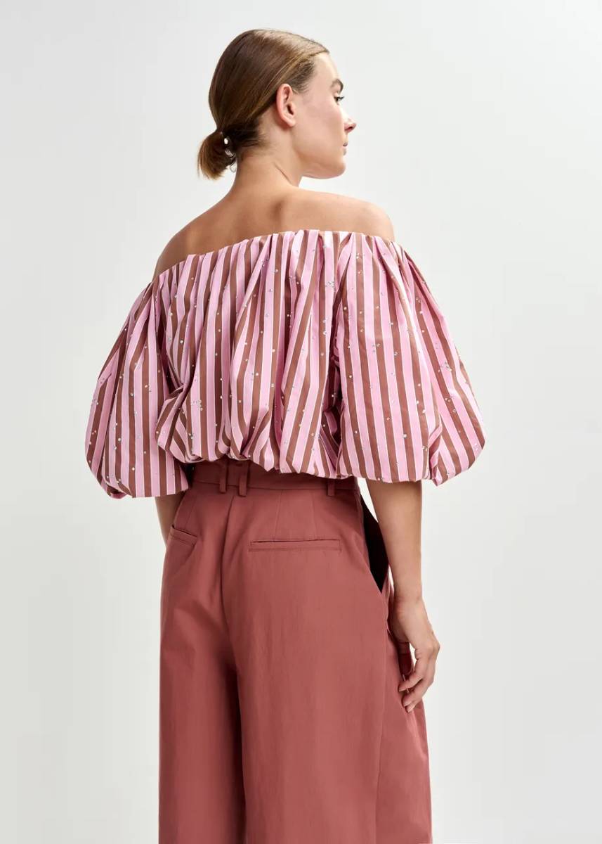 Jayjay rhinestone puffy top C1 rose Essentiel - Afbeelding 3