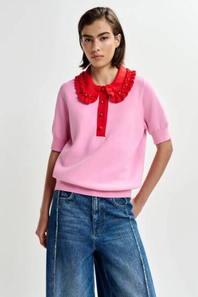 Jewelry embroidered knit polo candy Essentiel