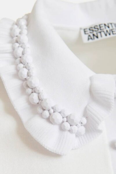 Jewelry embroidered knit polo white Essentiel