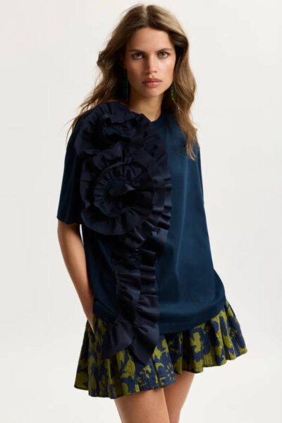 Jidole t-shirt big ruffle patriot blue Essentiel