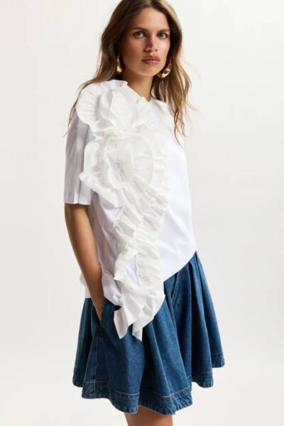 Jidole t-shirt big ruffle white Essentiel